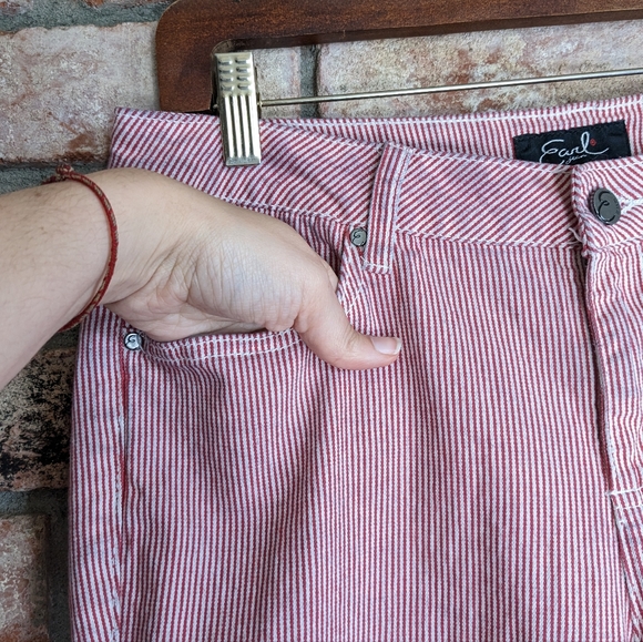 🍬 Red & White Striped Skinny Ankle Jeans by Earl Jeans Size 12 / 31 - Picture 6 of 12